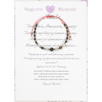 Bransoletka celebrytka czarny TURMALIN AMAZONIT HEMATYT ochrona i spokój